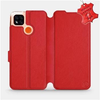 Flipové pouzdro na mobil Xiaomi Redmi 9C - Červené - kožené -   Red Leather (5903516335565)