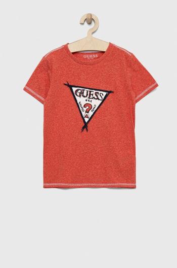 Dětské tričko Guess červená barva, s aplikací
