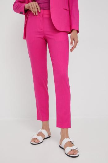 Vlněné kalhoty PS Paul Smith dámské, růžová barva, fason cargo, medium waist