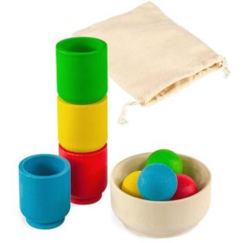 Ulanik Montessori dřevěná hračka "Balls in cups. Basic." (4680136750329)
