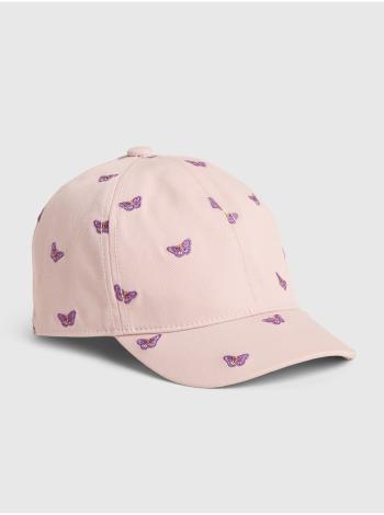 Růžová  dětská kšiltovka butterfly graphic baseball hat GAP