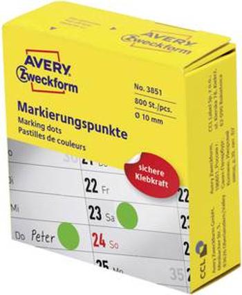 Popisovače etiket Avery-Zweckform 3851 papír, Ø 10 mm, zelená, permanentní 800 ks