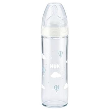 NUK kojenecká láhev Love, 240 ml - skleněná, bílé balóny (BABY0032b)