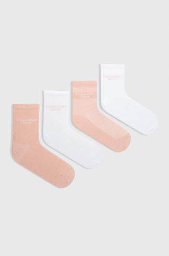 Ponožky Calvin Klein 4-pack dámské, růžová barva
