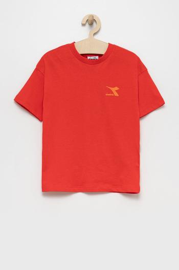 Dětské bavlněné tričko Diadora červená barva