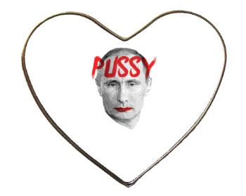 Magnet srdce kov Pussy Putin