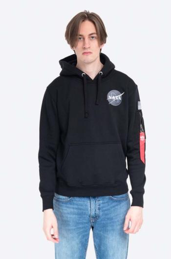 Mikina Alpha Industries Space Shuttle Hoody pánská, černá barva, s kapucí, s potiskem, 178317.03