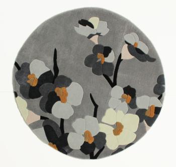 Flair Rugs koberce Ručně všívaný kusový koberec Infinite Blossom Grey/Ochre kruh - 135x135 (průměr) kruh cm Šedá