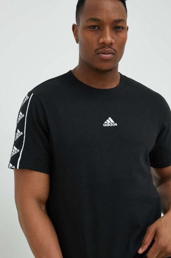 Bavlněné tričko adidas černá barva, s potiskem