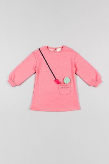 Dívčí šaty zippy růžová barva, mini, oversize