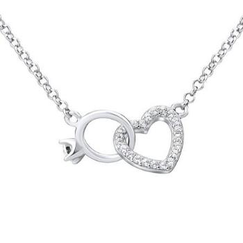Silvego Stříbrný náhrdelník srdce spojené s prstýnkem MWN01149