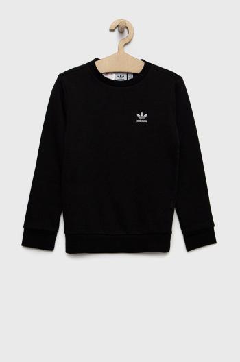 Dětská bavlněná mikina adidas Originals černá barva, hladká