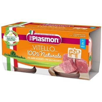 PLASMON bezlepkový masový s obilím telecí bez škrobu a soli 2× 80 g, 4m+ (8001040016558)