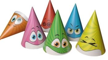 Veselé party kloboučky - různé barvy 6 ks v balení - Arpex
