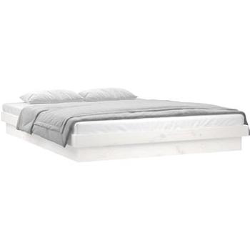 Rám postele s LED světlem bílý 160 × 200 cm masivní dřevo, 819983 (819983)