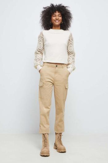 Kalhoty Medicine dámské, béžová barva, medium waist