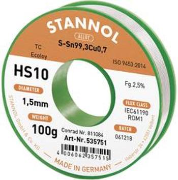 Cínová pájka Stannol HS10 2510, Sn99Cu1, Ø 1,5 mm, 100 g