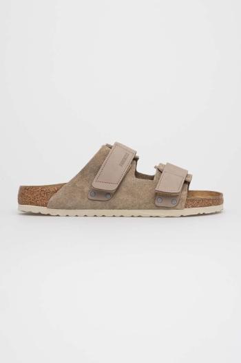 Semišové pantofle Birkenstock Uji pánské, béžová barva, 1025690