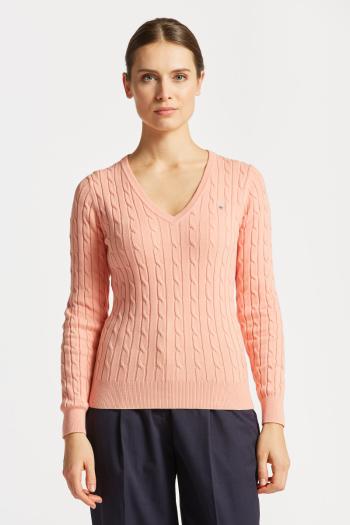 SVETR GANT STRETCH COTTON CABLE V-NECK oranžová XL