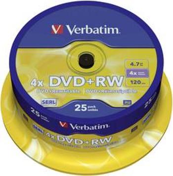 DVD+RW 4.7 GB Verbatim 43489, přepisovatelné, 25 ks, vřeteno