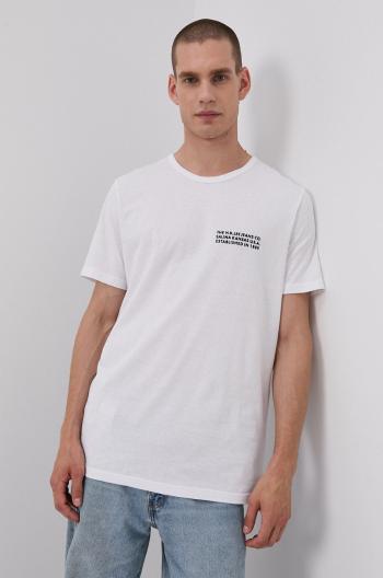 Bavlněné tričko Lee bílá barva, s potiskem