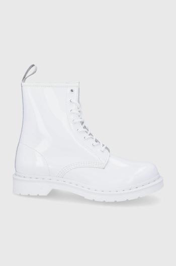 Kožené workery Dr. Martens 1460 Mono dámské, bílá barva, na plochém podpatku