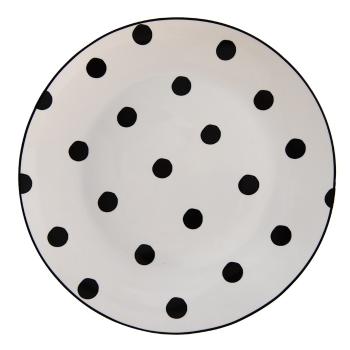 Porcelánový jídelní talíř s černými puntíky Black Dot - Ø 26*2 cm BDFP