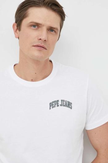 Bavlněné tričko Pepe Jeans Adney bílá barva, s aplikací