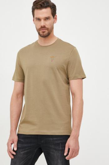 Bavlněné tričko Aeronautica Militare zelená barva