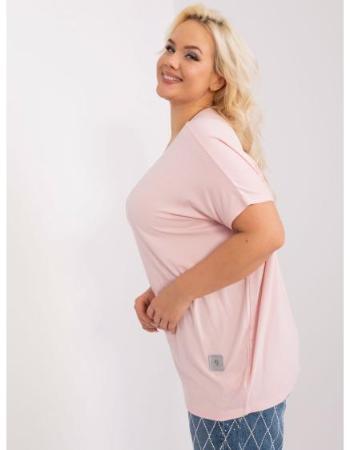 Dámská halenka plus size s kapsičkou s nášivkou DAVIA bledě růžová 