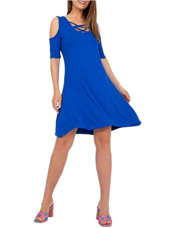 Tmavě modré šaty s překřížením ve výstřihu vel. L/XL