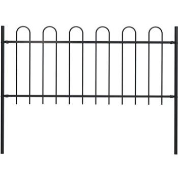 Zahradní plot s obloučky ocelový 1,7 × 0,8 m černý (144929)