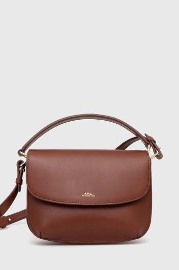 Kožená kabelka A.P.C. sac sarah shoulder mini hnědá barva, PXAWV-F61629