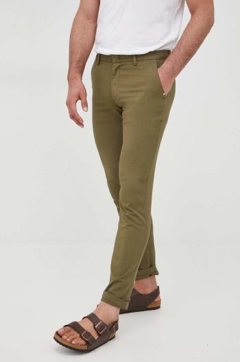 Kalhoty BOSS pánské, zelená barva, přiléhavé