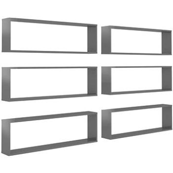 Nástěnné krychlové police 6 ks šedé 100x15x30 cm dřevotříska (807105)