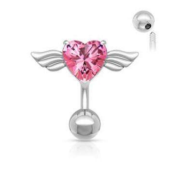 Šperky4U Piercing do pupíku - okřídlené srdce - WP01006-P