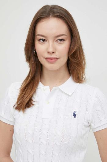 Bavlněné polo tričko Ralph Lauren bílá barva, 211943010