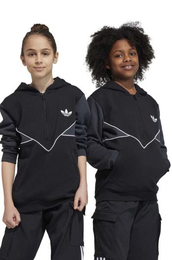 Dětská mikina adidas Originals černá barva, s kapucí, s aplikací