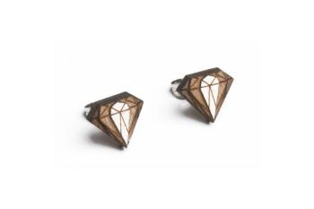 Dřevěné náušnice Diamond Earrings s možností výměny či vrácení do 30 dnů