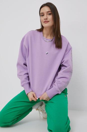 Bavlněná mikina Superdry dámská, fialová barva, s potiskem