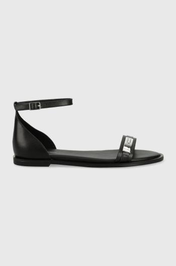 Kožené sandály Calvin Klein Barely There Flat dámské, černá barva