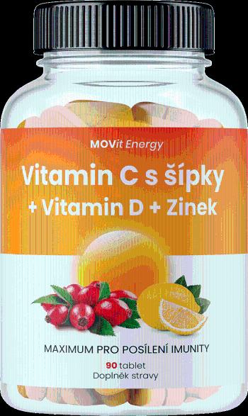 MOVit Energy Vitamin C 1200 mg s šípky + Vitamin D + Zinek PREMIUM 90 tablet