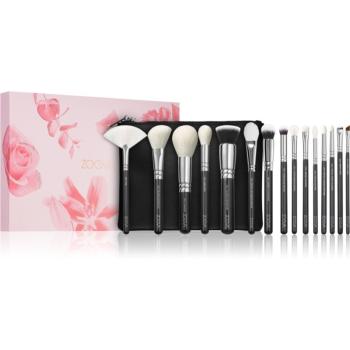 ZOEVA The Artists Brush Set Silver sada štětců s taštičkou 15 ks