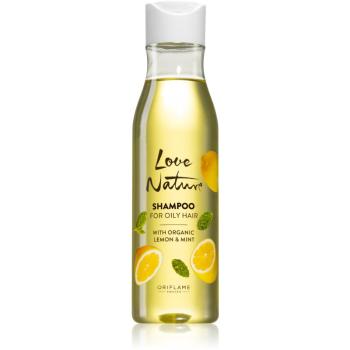 Oriflame Love Nature Organic Lemon & Mint hloubkově čisticí šampon pro mastné vlasy 250 ml