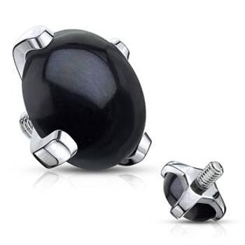 Šperky4U Ozdobný kamínek k mikrodermálu, průměr 5 mm, černý achát - MD023-BKA