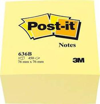 Kostka samolepících poznámek post-it® 636B 76 x 76 mm, listy Inh.450 Post-it 636B, (š x v) 76 mm x 45 mm, žlutá, 450 listů