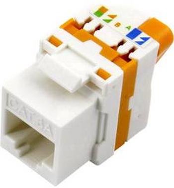 Spojka, rovná TRU COMPONENTS 93038C364, RJ45 bílá, oranžová, 1 ks