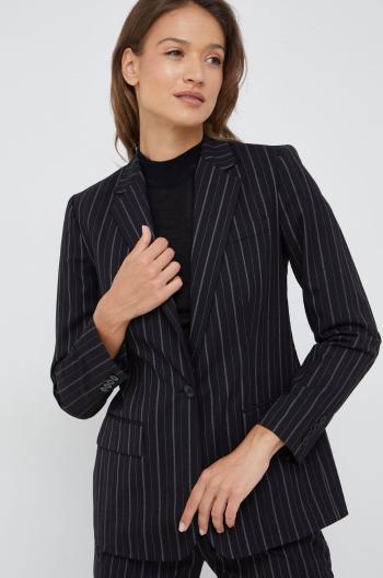 Vlněná bunda Lauren Ralph Lauren černá barva, jednořadá, vzorovaná