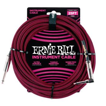 Ernie Ball 25' Braided Cable Black/Red