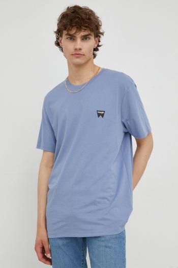 Bavlněné tričko Wrangler fialová barva